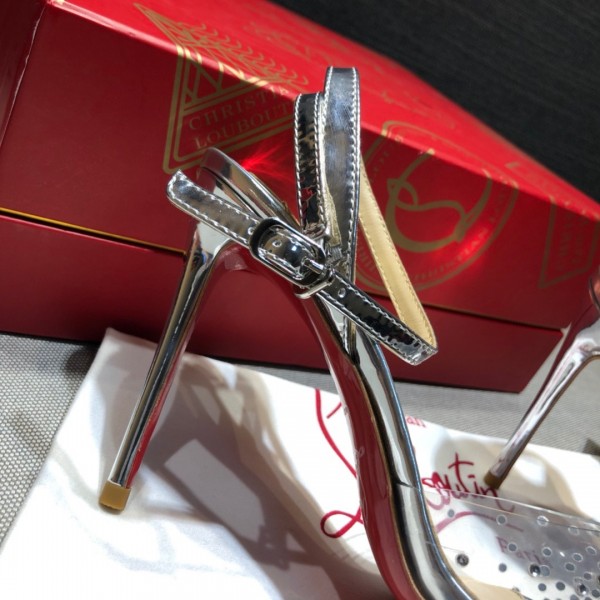 Christian Louboutin film drill sandal series Mirror Silver.
