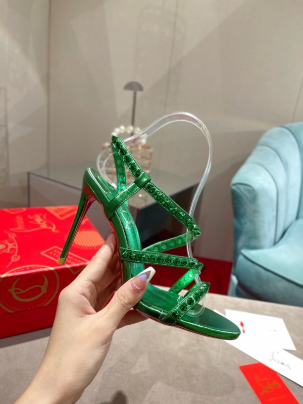 Christian Louboutin spiked strap sandals Green