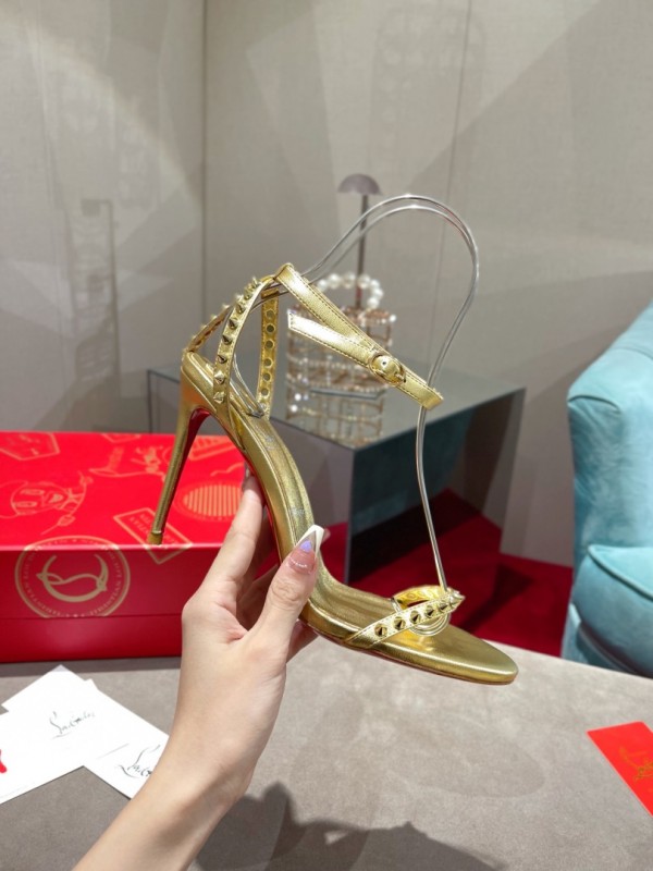 Christian Louboutin spiked strap sandals Gold