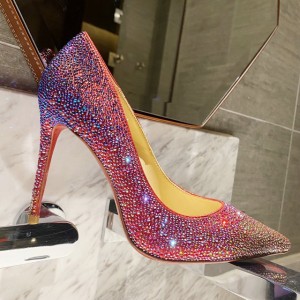 Christian Louboutin Full diamond gradient shoes series(Gradient purple)