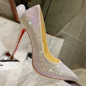 Christian Louboutin Full diamond gradient shoes series Gradient White