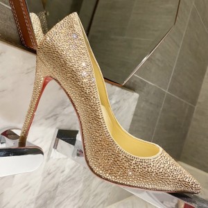 Christian Louboutin Full diamond gradient shoes series Gradient Gold