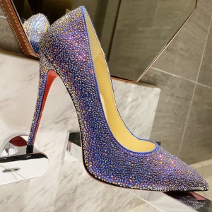 Christian Louboutin Full diamond gradient shoes series Gradient Blue