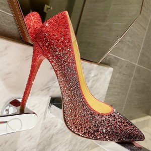 Christian Louboutin Full diamond gradient shoes series Gradient Red