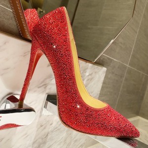 Christian Louboutin Full diamond gradient shoes series Red