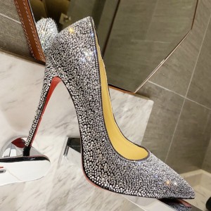 Christian Louboutin Full diamond gradient shoes series  diamond silver